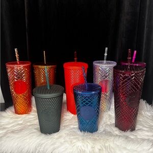 Starbucks Lot of Venti/Tall Textured Tumblers with Straws